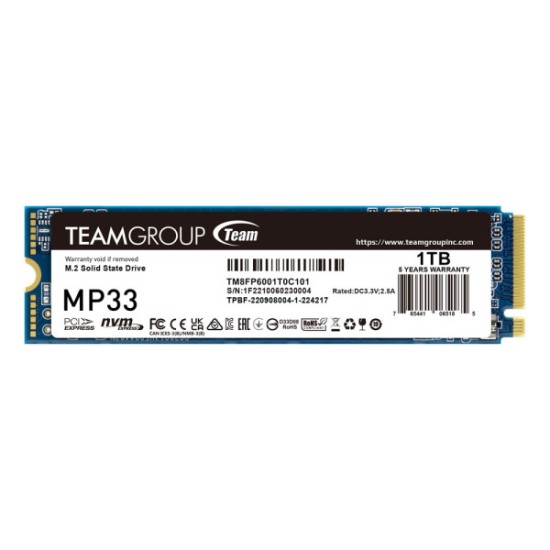 Disque dur SSD 1TB NVMe M.2 PCIe Gen3 MP33 PRO TeamGroup (765441052437)