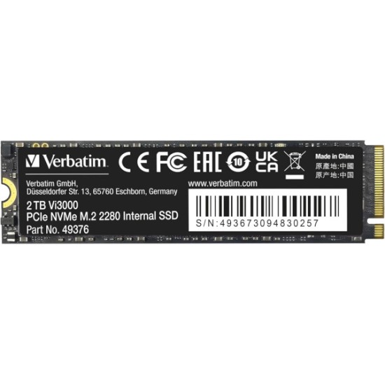Disque dur SSD 512GB NVMe M.2 PCIe Gen3 Vi3000 VERBATIM (23942493747)