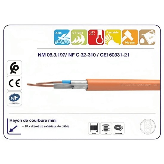 Câble sécurité incendie CR1 – C1 Comsecure (CSICR1CS)