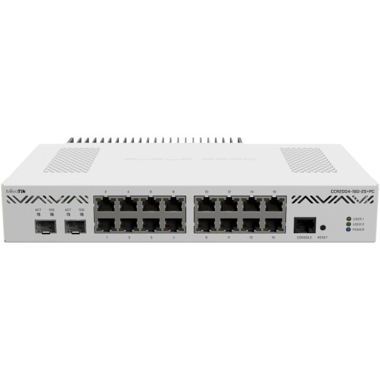 Routeur Gigabit 16 ports + 2 SFP+ MikroTik (CCR2004-16G-2S+PC)