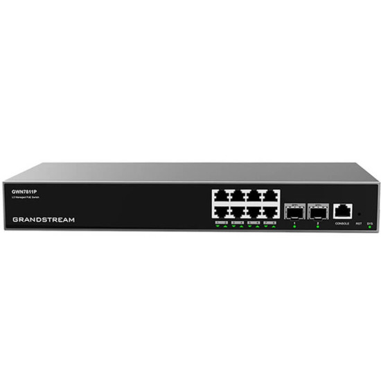 Switch Administrable 8-Ports Gigabit PoE 2SFP+ GRANDSTREAM GWN7811P Switch Administrable 8-Ports Gigabit PoE 2SFP+ GRANDSTREAM GWN7811P