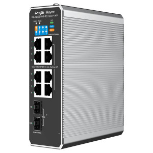 Switch Industriel Administrable L2 10Portes 1PoE++ 7PoE+ 2SFP Uplink Reyee NIS2100-8GT2SFP-HP
